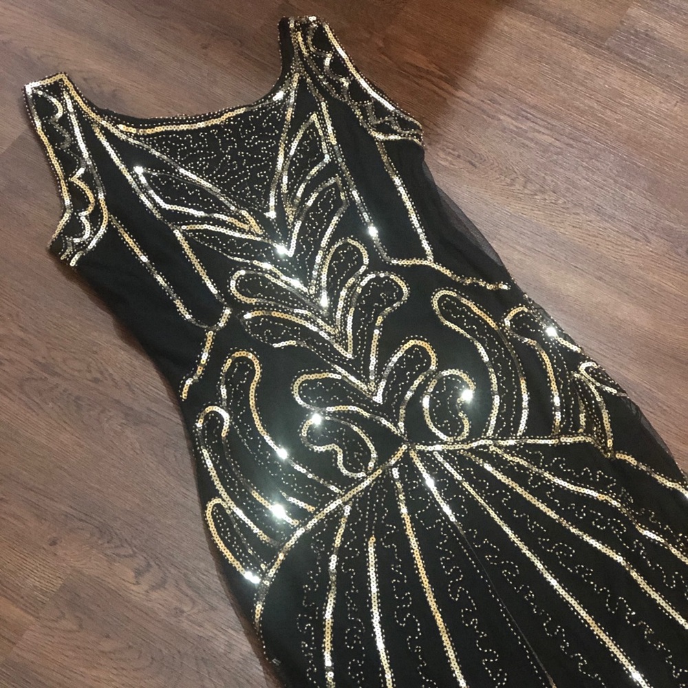 Flapper Dress, Black & Gold - XL